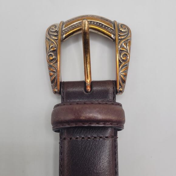 Fossil Belt Small Brown Leather Western Medallion Cowgirl Boho Rodeo Engraved main image 6